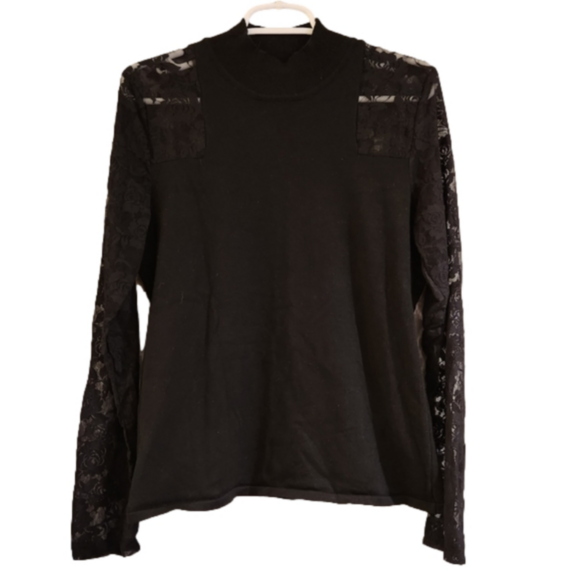 Questions Women Long Sleeve Black Sweater Size XLarge - Picture 1 of 6